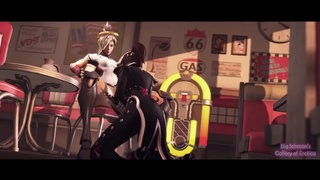 Роковая вдова сосет Mercy и напрашивается на трах в киску