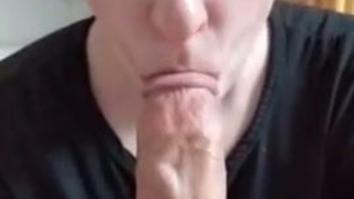 POV Girlfriend Deepthroat Blowjob GIF