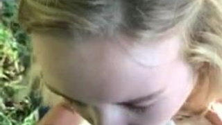 Voyeur Sloppy Public Outdoor Gagging Dogging Deepthroat Canadian Blowjob Blonde BBC GIF